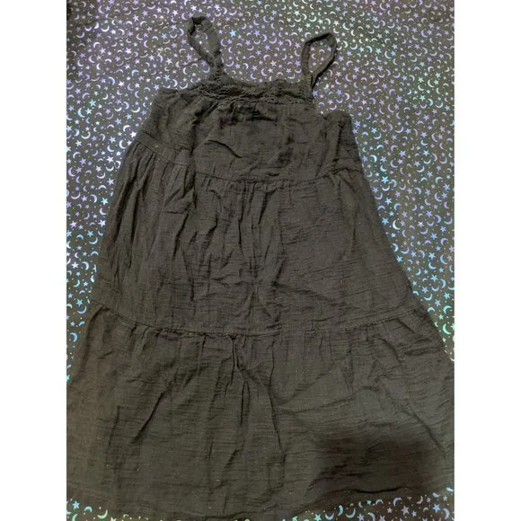 Old Navy Black Spaghetti Strap Summer Dress Large 10/12 - Picture 1 of 3